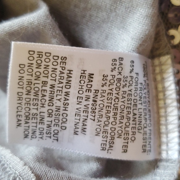 Allen B by Allen Schwartz Silver Sequin Tank Top SZ Medium - Picture 4 of 7